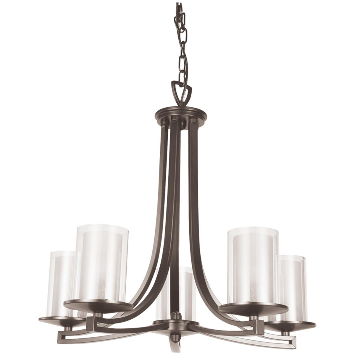 DVI DVP9025BN-OP Essex 5 Light 25 inch Buffed Nickel Chandelier Ceiling Light in Half Opal Glass