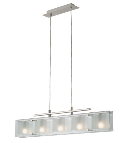 Yola  5 Light Pendants in Nickel/Frosted & Clear 85054A