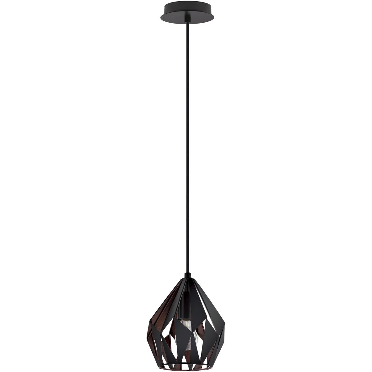 Eglo 202034A Carlton 1 Light 7.2 inch Matte Black and Copper Pendant Ceiling Light