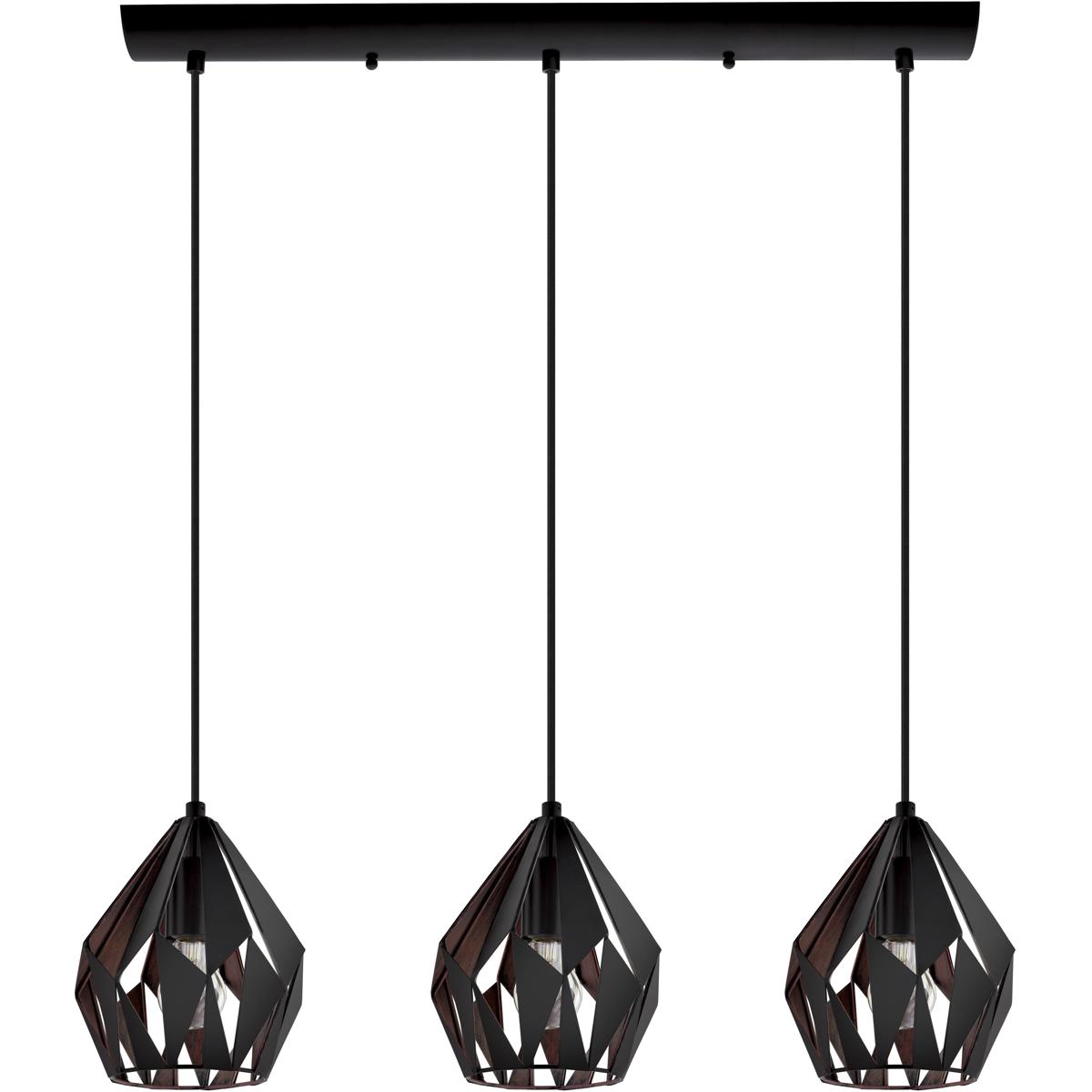Carlton 3-Light Black Copper Geometric Island Pendant