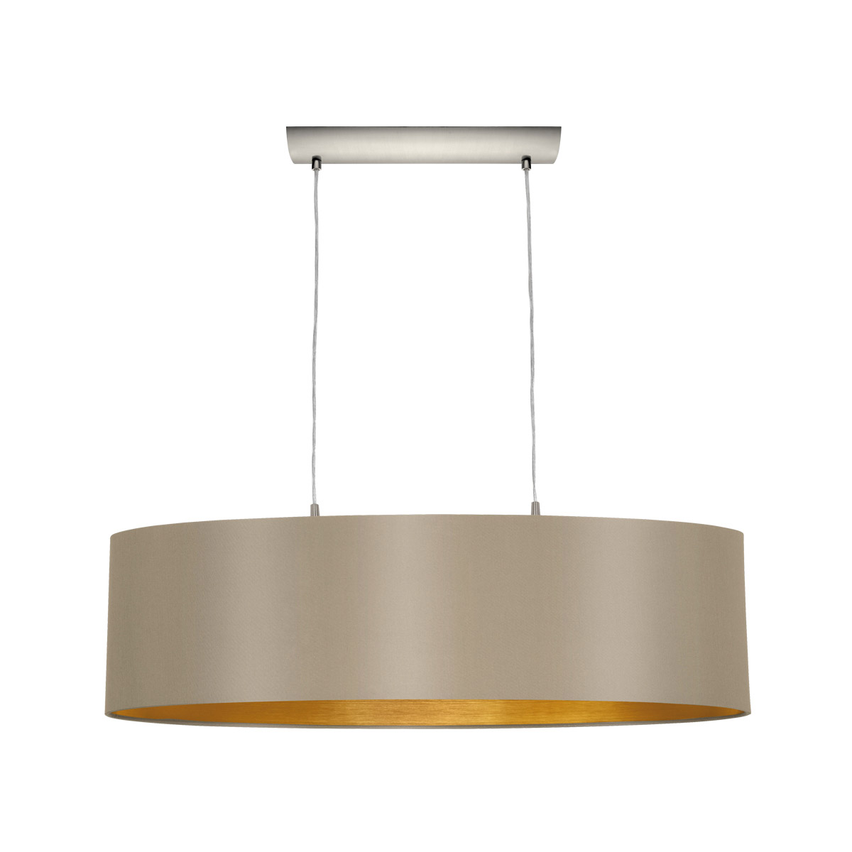Eglo 31613A Maserlo 2 Light 30.75 inch Matte Nickel Pendant Ceiling Light, Cappucino and Gold Shade