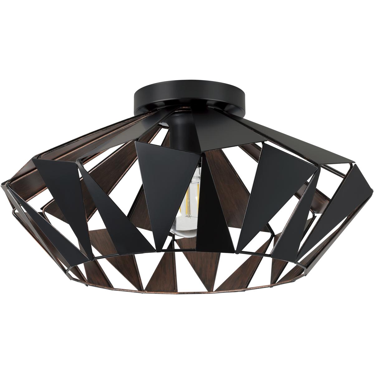 Eglo 43399A Carlton 1 Light 18.54 inch Matte Black and Copper Flush Mount Ceiling Light