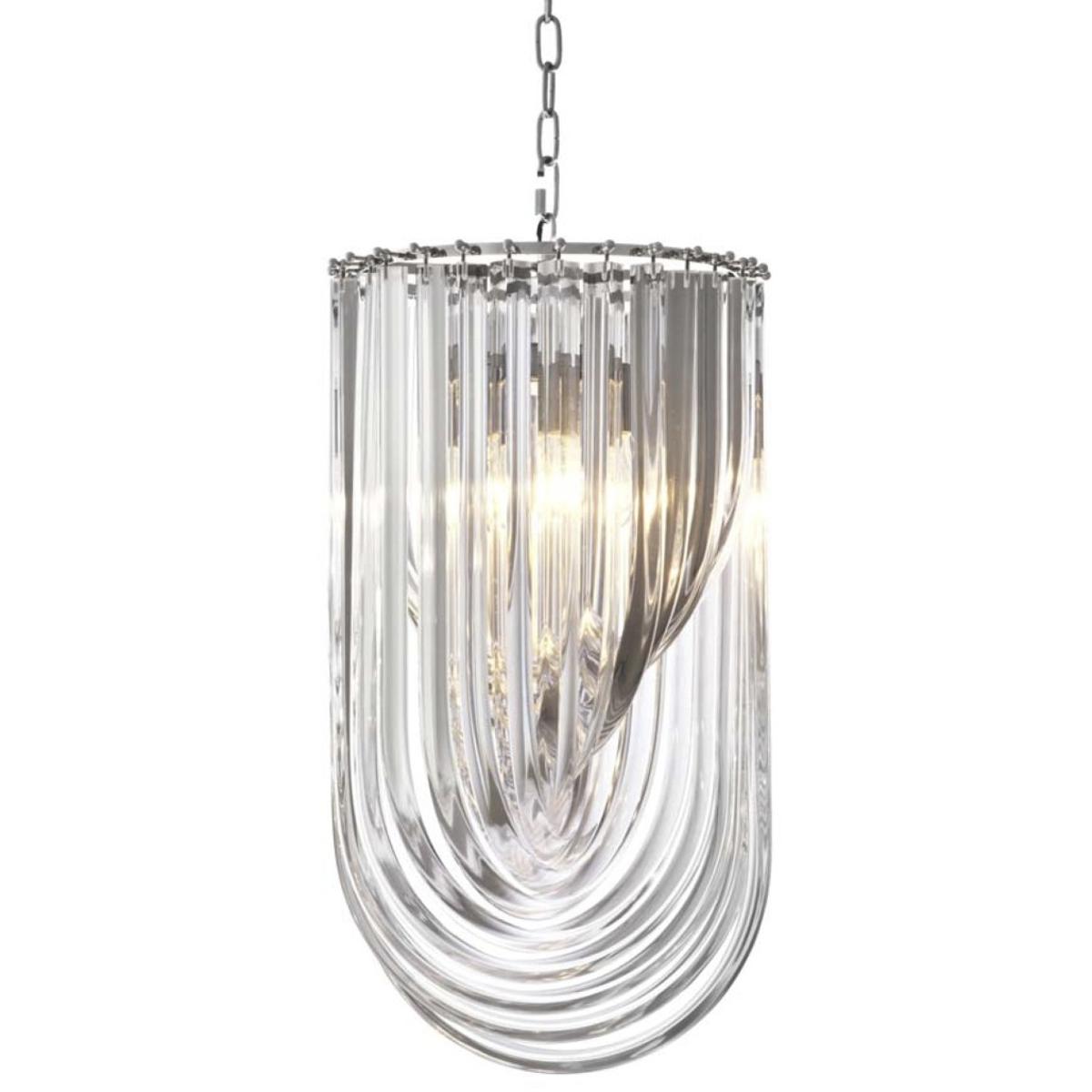 Eichholtz Murano L Chandelier â Nickel Finish Art Deco Acrylic Drop Design