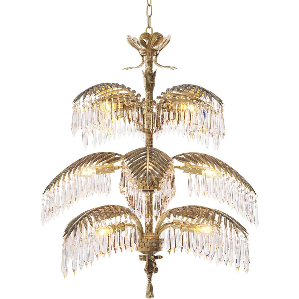 Eichholtz 112273UL Hildebrandt 12 Light 31.5 inch Vintage Brass and Crystal Glass Chandelier Ceiling Light, Large