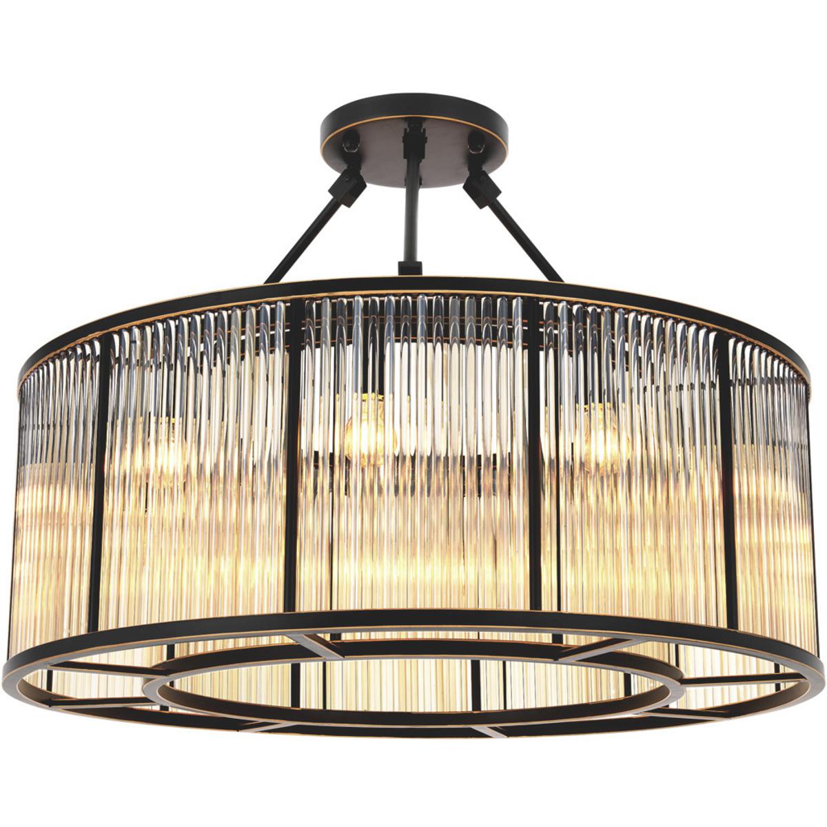 Eichholtz Bernardi Flush Mount â Art Deco Dark Bronze Ceiling Light with Glass Rods
