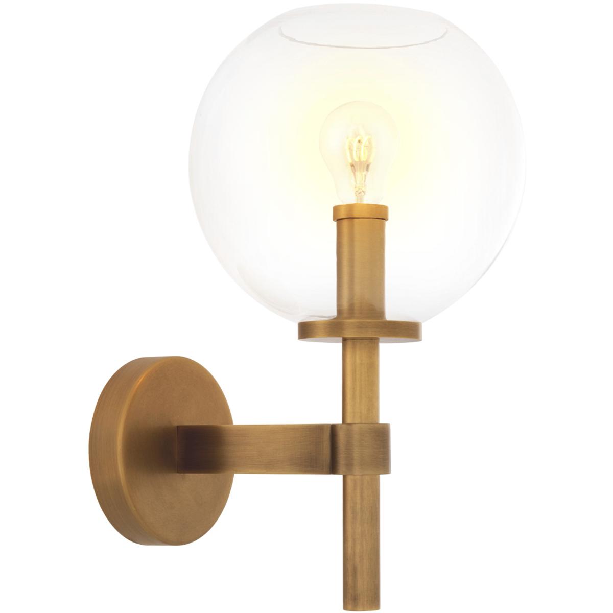 Eichholtz 112647UL Jade 1 Light 7.09 inch Antique Brass and Clear Glass Wall Lamp Wall Light
