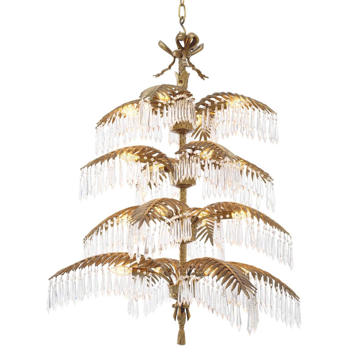 Eichholtz 113307UL Hildebrandt 16 Light 37.4 inch Vintage Brass and Crystal Glass Chandelier Ceiling Light, Extra-Large