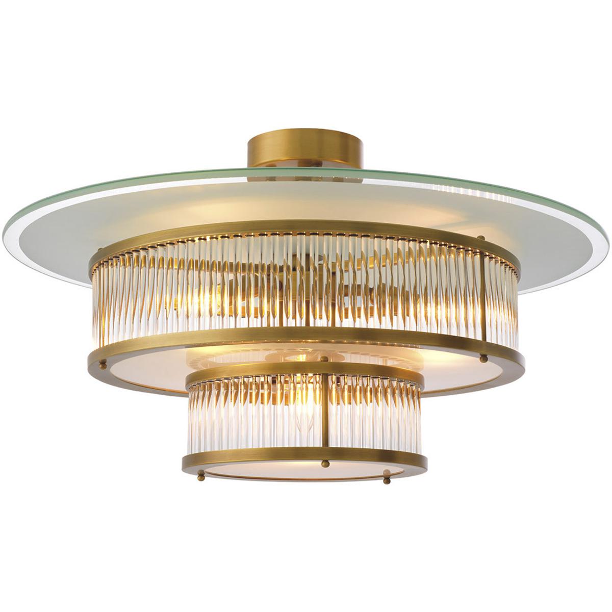 Eichholtz 117738UL Frederic 4 Light 29.53 inch Antique Brass and Clear Glass and White Glass Ceiling