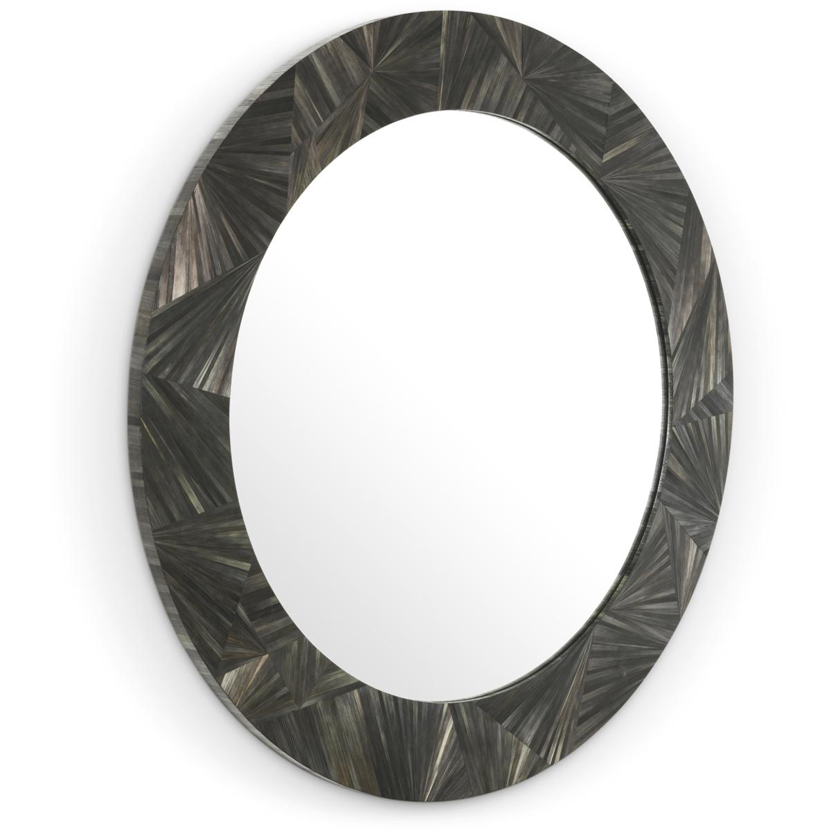 Eichholtz 119699 Cassara Straw Marquetry Charcoal Wall Mirror