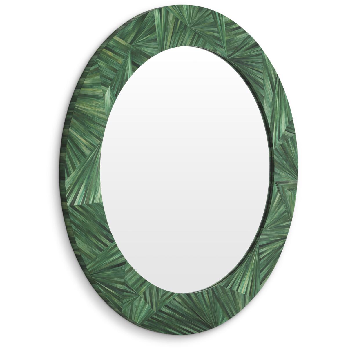 Eichholtz 119702 Cassara Straw Marquetry Green Wall Mirror