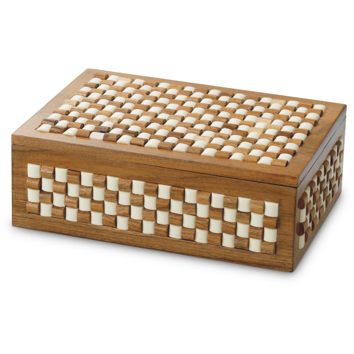 Eichholtz 119960 Cavendish 9.84 X 7.09 inch Wood and White and Brown Beads Box