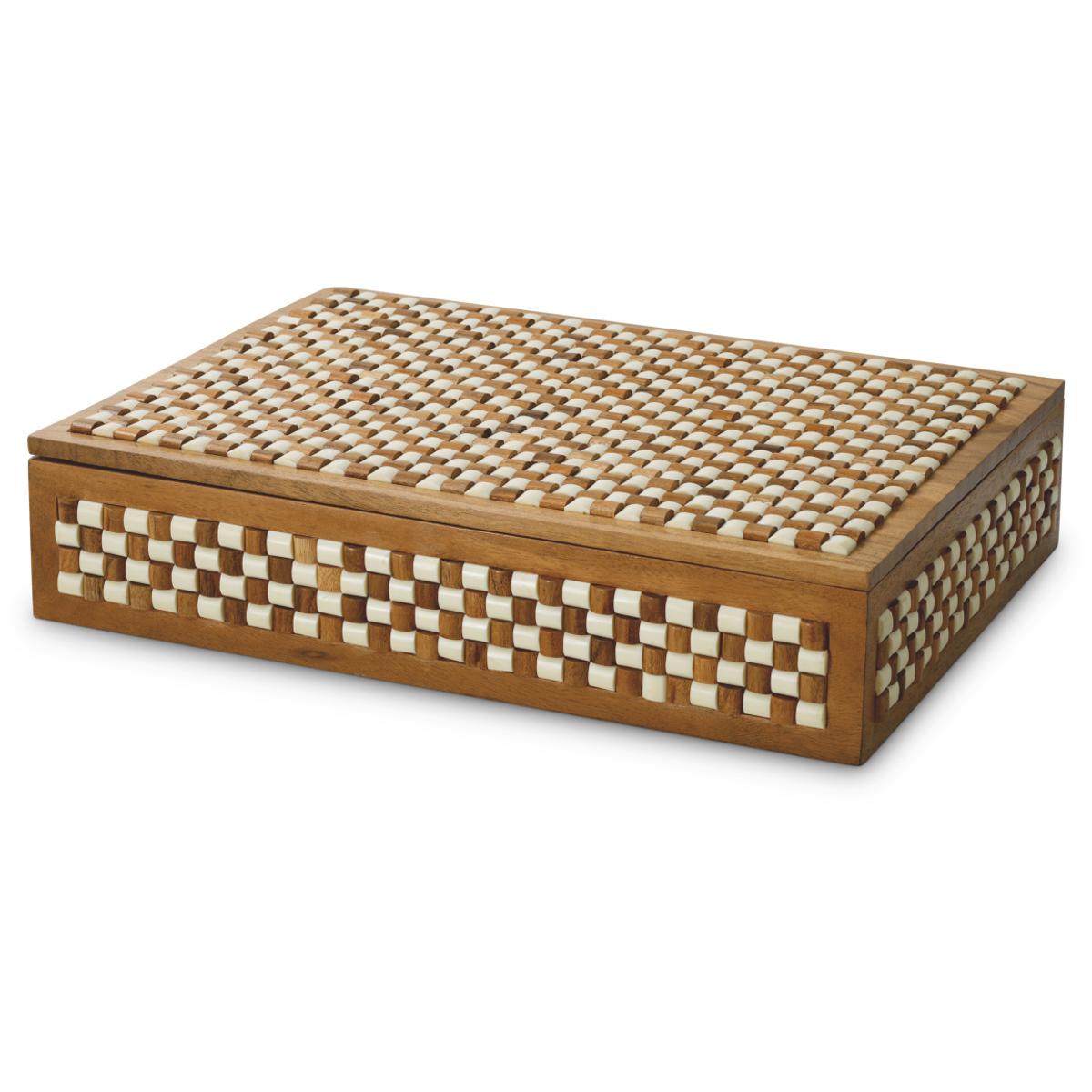 Eichholtz 119961 Cavendish 15.94 X 11.81 inch Wood and White and Brown Beads Box