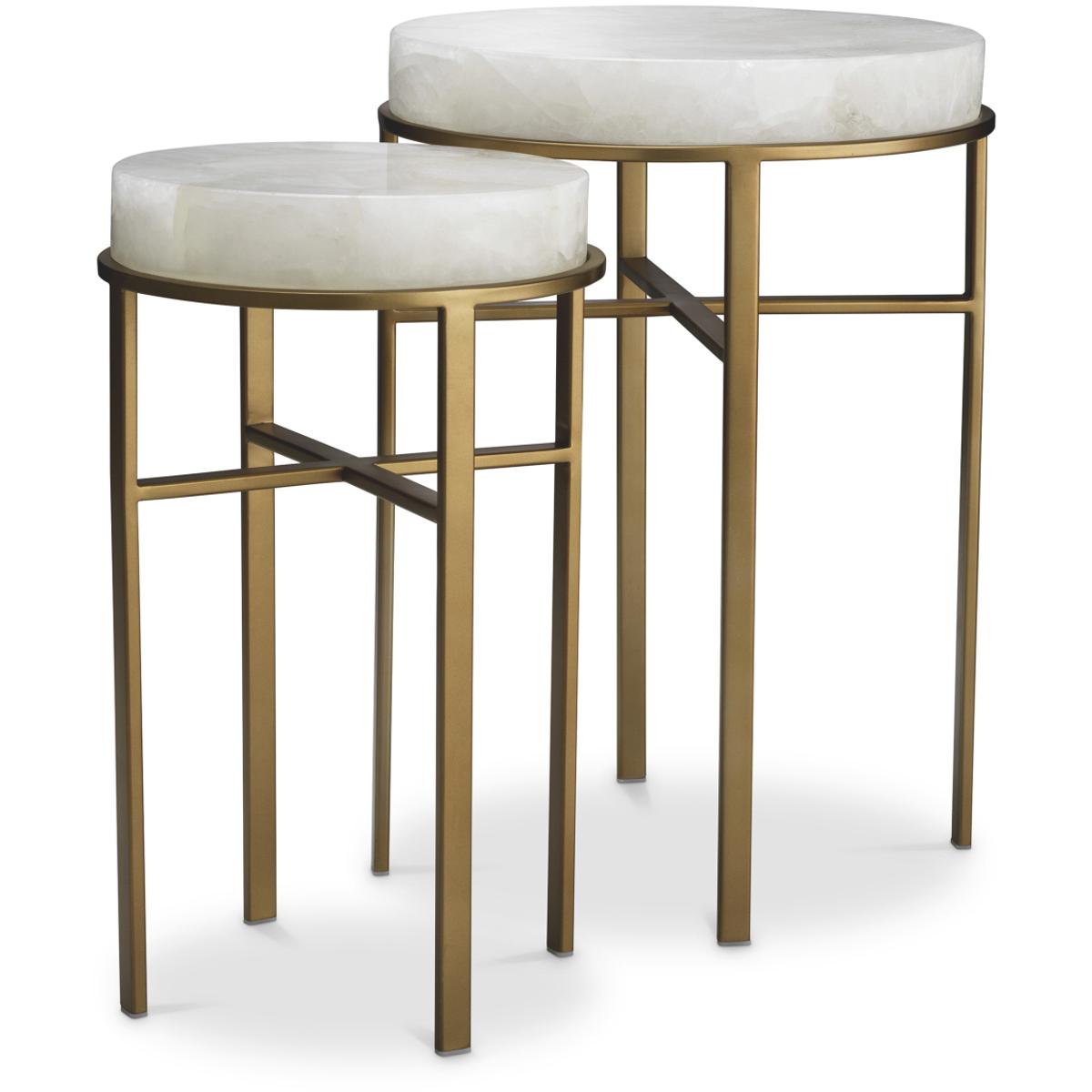 Ethnicraft Side Table Hoxton Vintage Brass Finish Rock Crystal Set Of 2