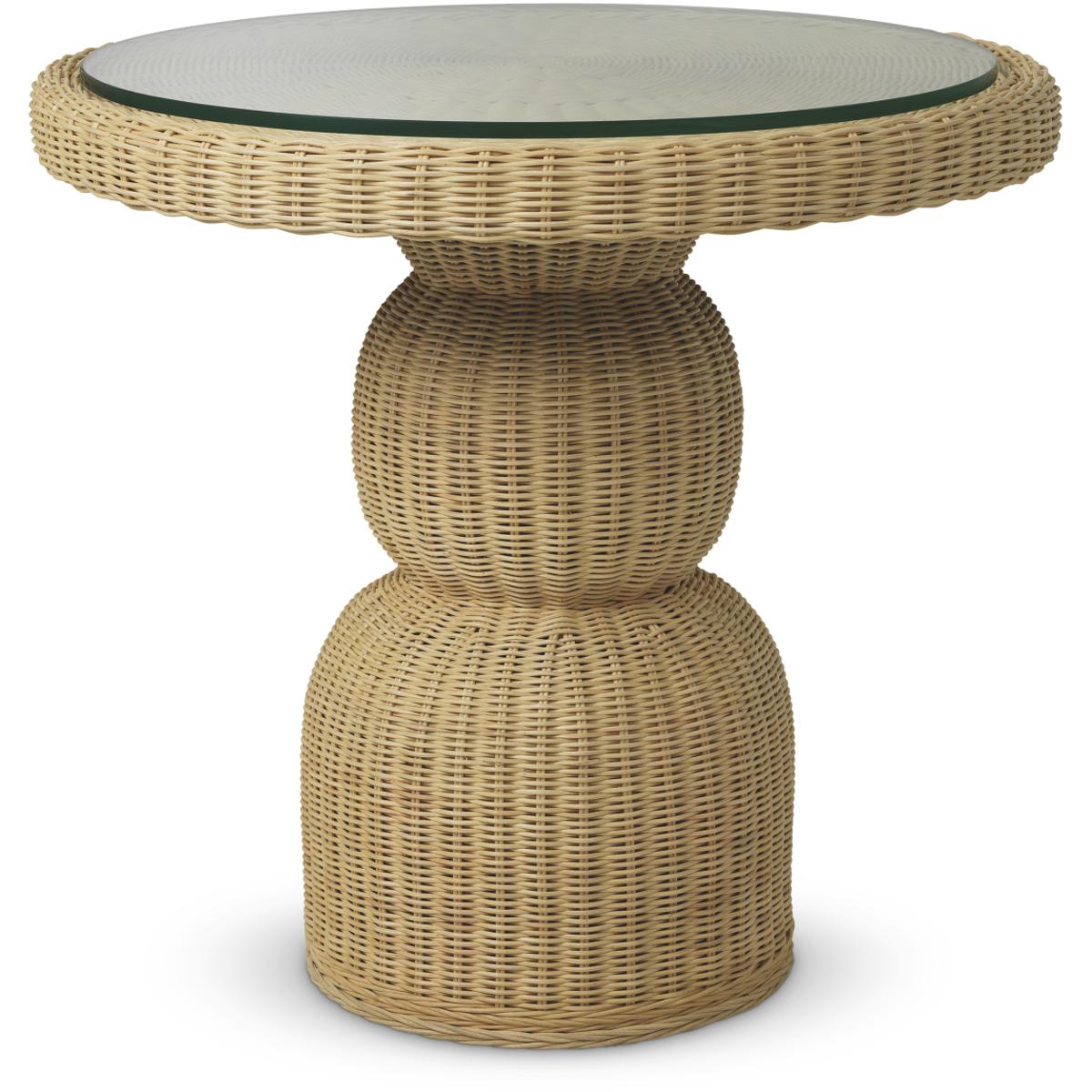 Ethnicraft Dining Table Tiago Round Natural Rattan Incl Glass Top