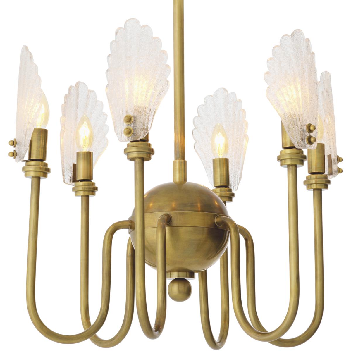 Eichholtz 120282UL Isabelle 6 Light 20.87 inch Vintage Brass and Handmade Glass Pendant Ceiling Light
