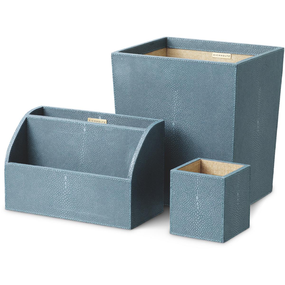 Eichholtz 120512 Scaleo Blue Faux Shagreen Desk Set