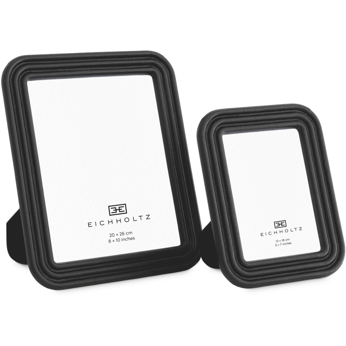 Elvane Black Leather Picture Frame Set of 2