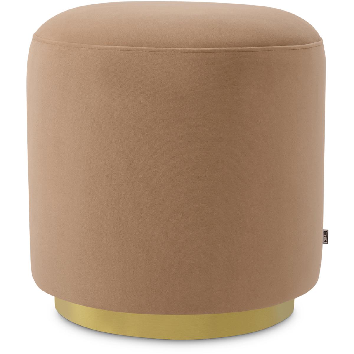 Eichholtz A120615 Greer Savona Camel and Brushed Brass Swivel Base Dining Stool