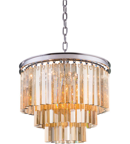 Polished Nickel Finish Elegant Lighting Sydney Collection 1201D20PN-SS/RC 9-Light Pendant Lamp with Royal Cut Silver Shade Crystals
