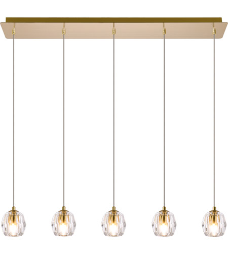 Elegant Lighting 3505D32G Eren 5 Light 32 inch Gold Linear Pendant ...