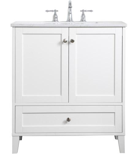 Elegant Lighting Vf18030wh Sommerville 30 X 30 X 34 Inch White And Brushed Nickel Vanity Sink Set