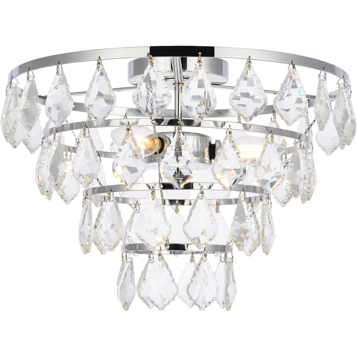 Elegant Lighting 1101F14C Ella 3 Light 14 inch Chrome Flush Mount Ceiling Light