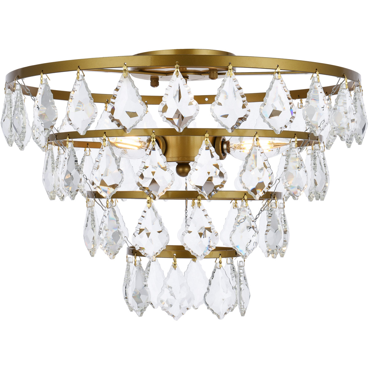 Elegant Lighting 1101F16BR Ella 3 Light 16 inch Brass Flush Mount Ceiling Light
