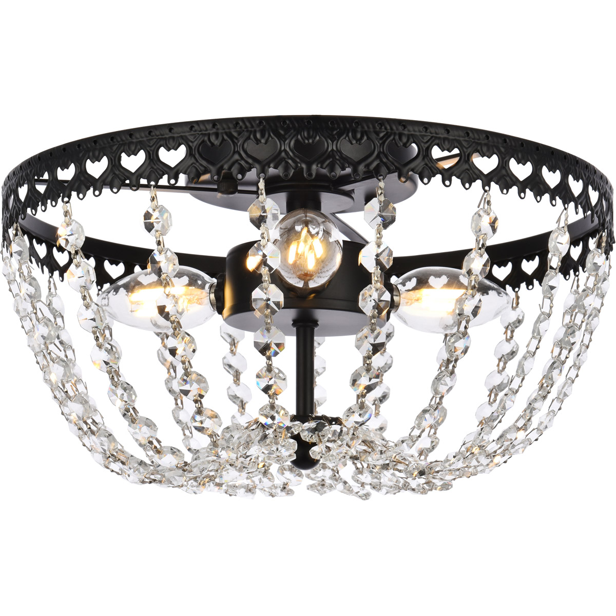 Elegant Lighting 1112F14BK Kylie 3 Light 14 inch Black Flush Mount Ceiling Light