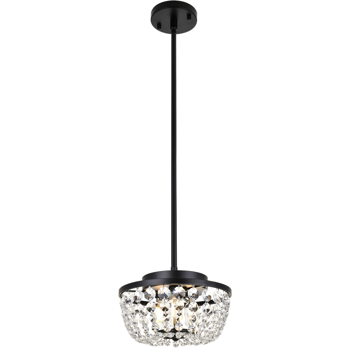 Elegant Lighting 1114D10BK Gianna 3 Light 10 inch Black Pendant Ceiling Light