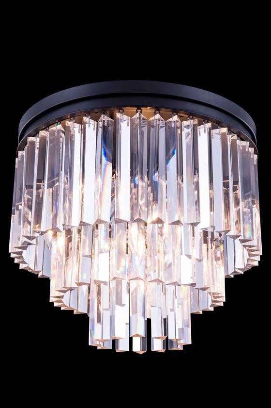Elegant Lighting 1201F20MB/RC Sydney 9 Light 20 inch Matte Black Flush Mount Ceiling Light in Clear, Urban Classic