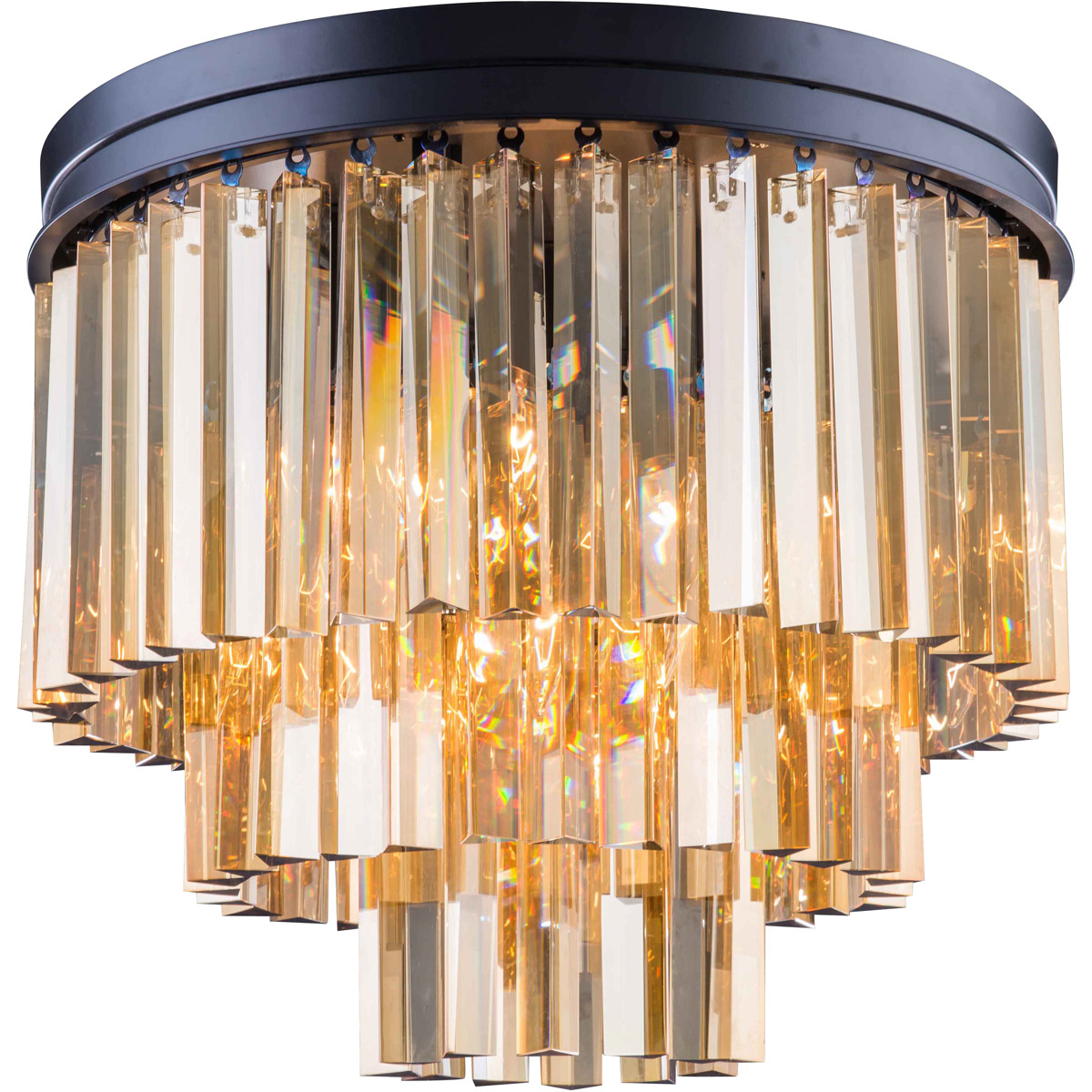 Elegant Lighting 1201F20MB-GT/RC Sydney 9 Light 20 inch Matte Black Flush Mount Ceiling Light in Golden Teak, Urban Classic