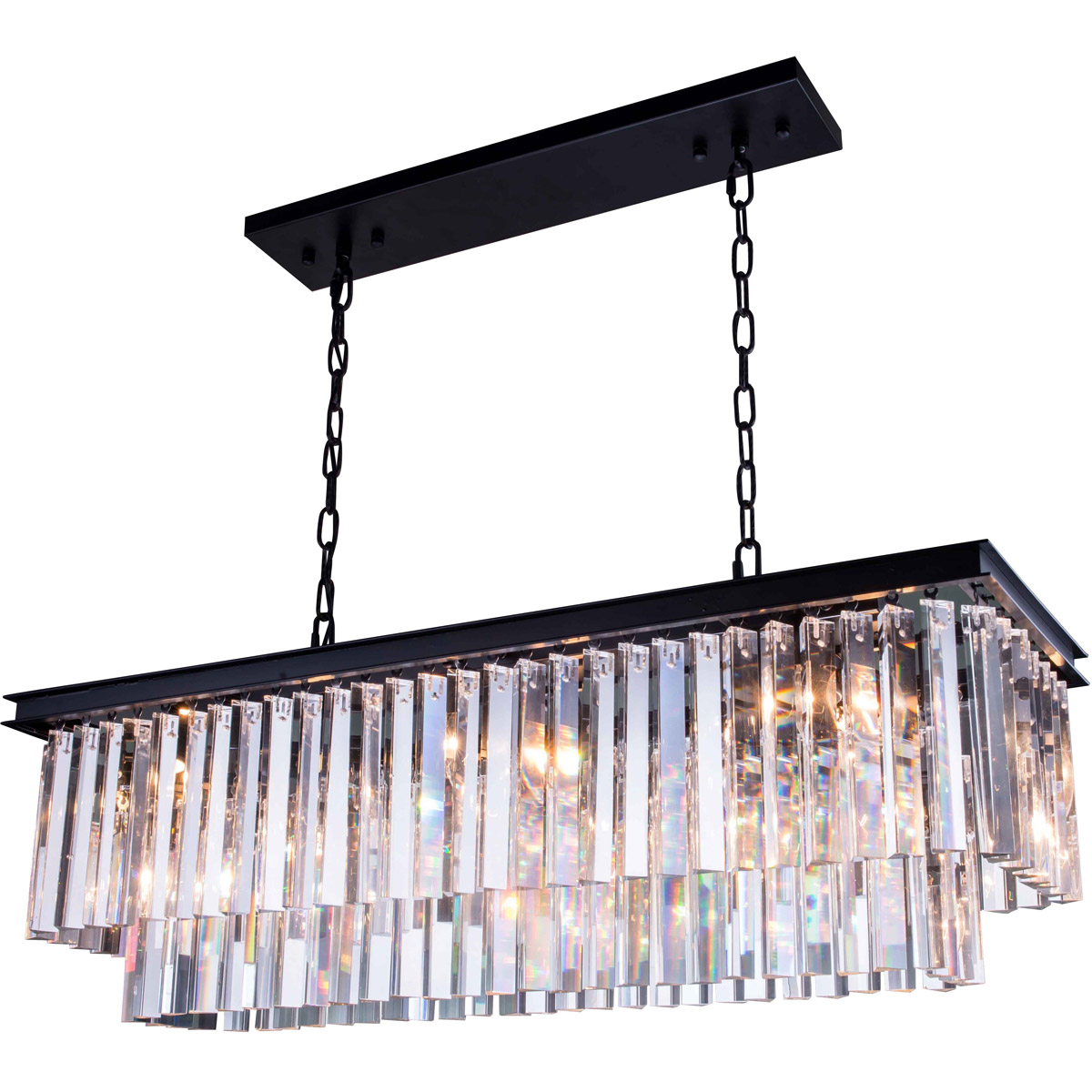 Elegant Lighting 1202D40MB/RC Sydney 12 Light 40 inch Matte Black Pendant Ceiling Light in Clear, Urban Classic