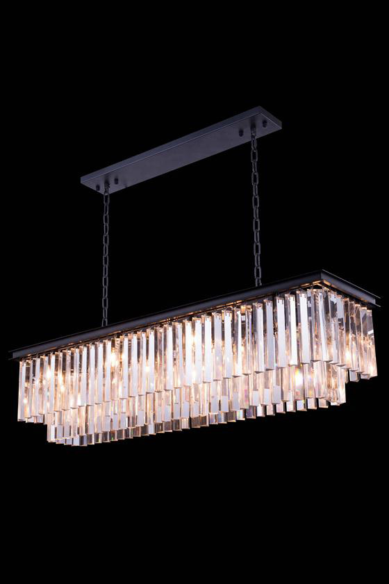 Elegant Lighting 1202D50MB/RC Sydney 12 Light 50 inch Matte Black Pendant Ceiling Light in Clear, Urban Classic