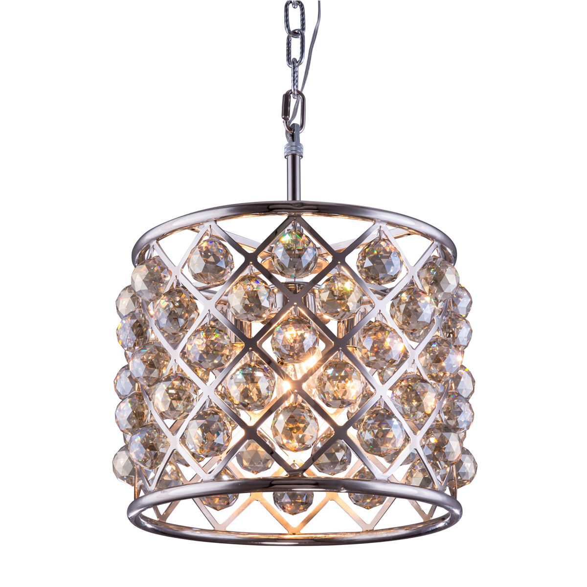 Elegant Lighting 1206D14PN-GT/RC Madison 4 Light 14 inch Polished Nickel Pendant Ceiling Light in Golden Teak, Urban Classic