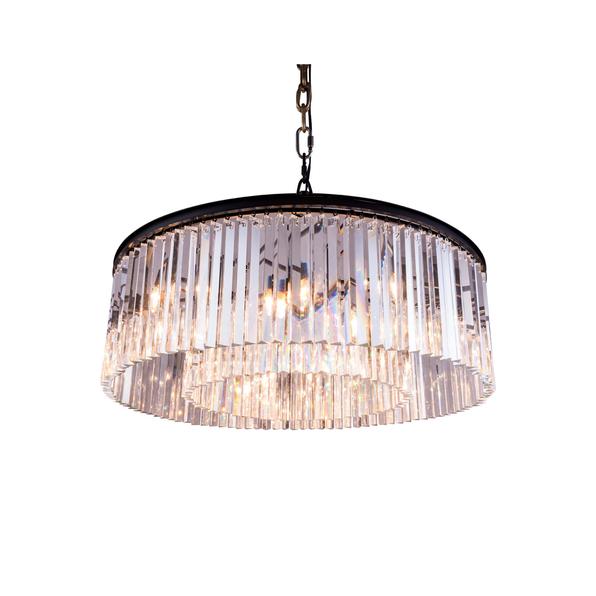 Elegant Lighting 1208G43MB/RC Sydney 10 Light 43.5 inch Matte Black Pendant Ceiling Light in Clear, Urban Classic