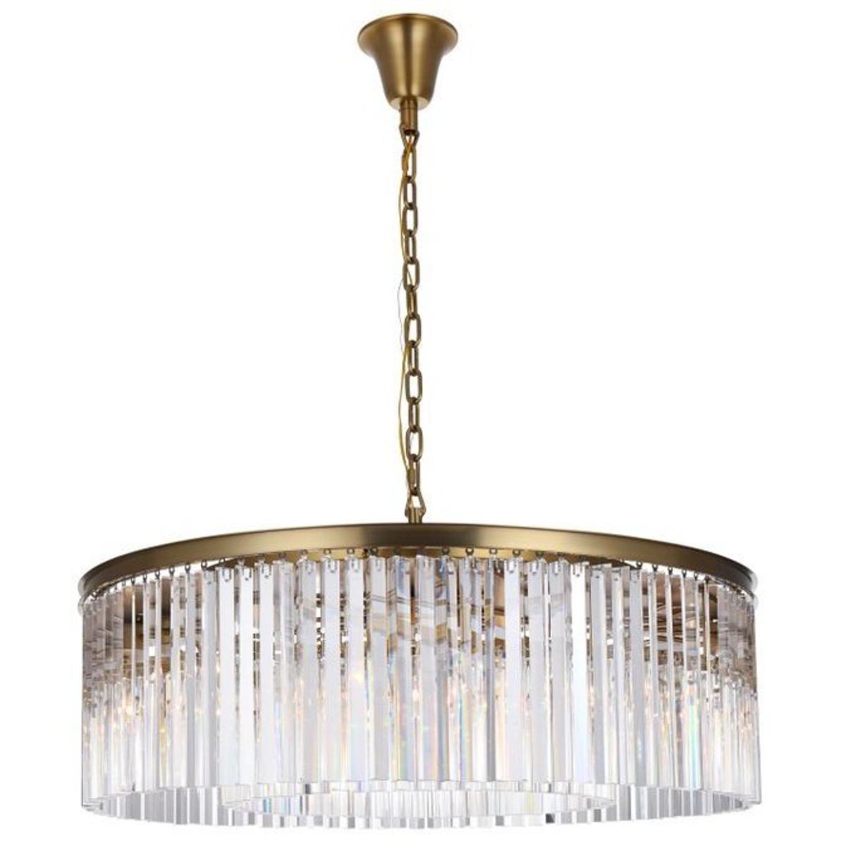 Elegant Lighting 1208G43SG/RC Sydney 10 Light 43.5 inch Satin Gold Chandelier Ceiling Light in Clear