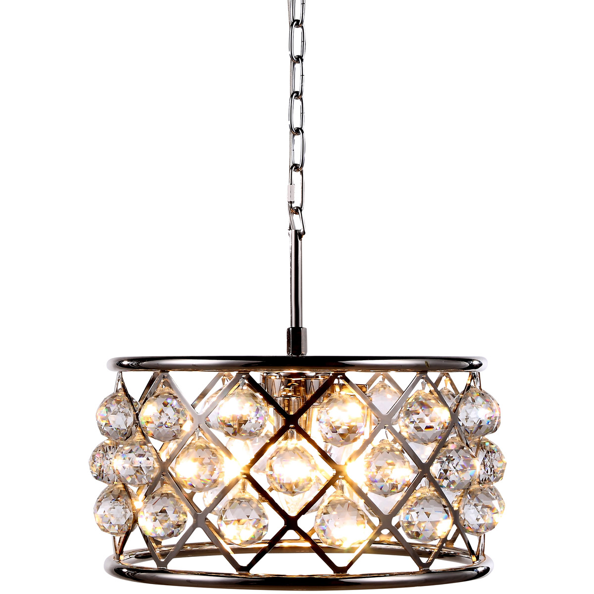 Elegant Lighting 1214D16PN/RC Madison 4 Light 16 inch Polished Nickel Pendant Ceiling Light in Clear, Urban Classic
