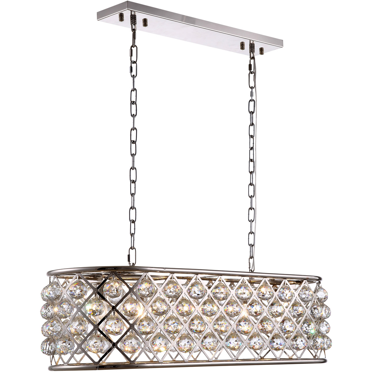 Elegant Lighting 1216G40PN/RC Madison 6 Light 40 inch Polished Nickel Island Pendant Ceiling Light in Clear, Urban Classic