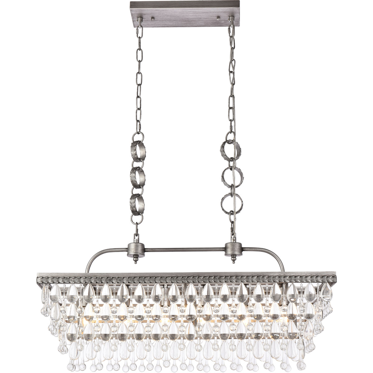 Elegant Lighting 1219G32AS Nordic 6 Light 32 inch Antique Silver Linear Pendant Ceiling Light in Ant