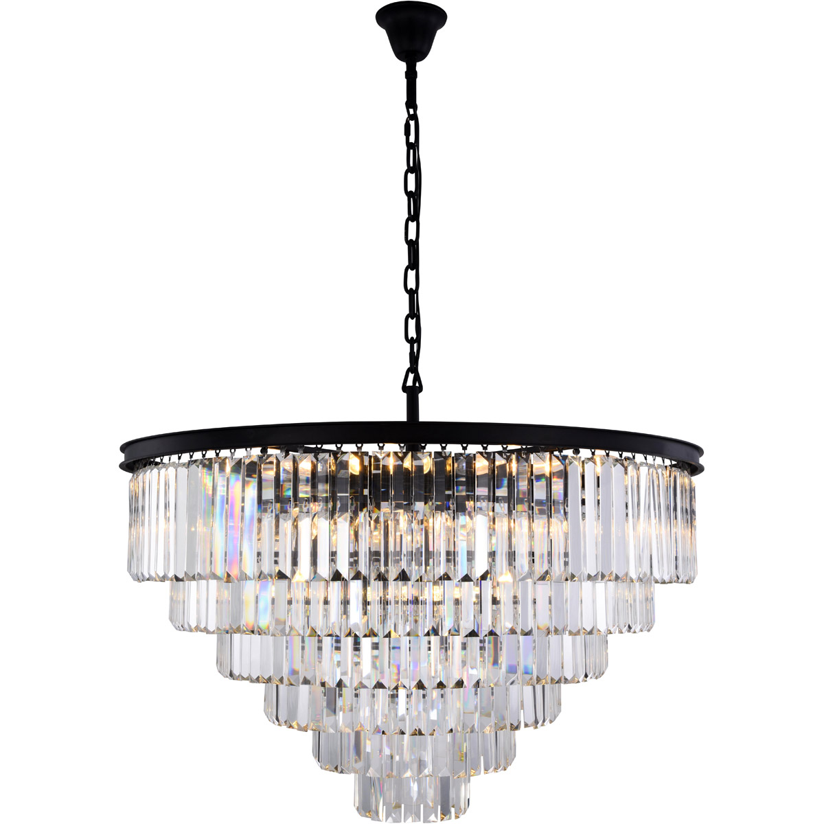 Elegant Lighting 1231D44MB/RC Sydney 33 Light 44 inch Matte Black Chandelier Ceiling Light in Clear, Urban Classic