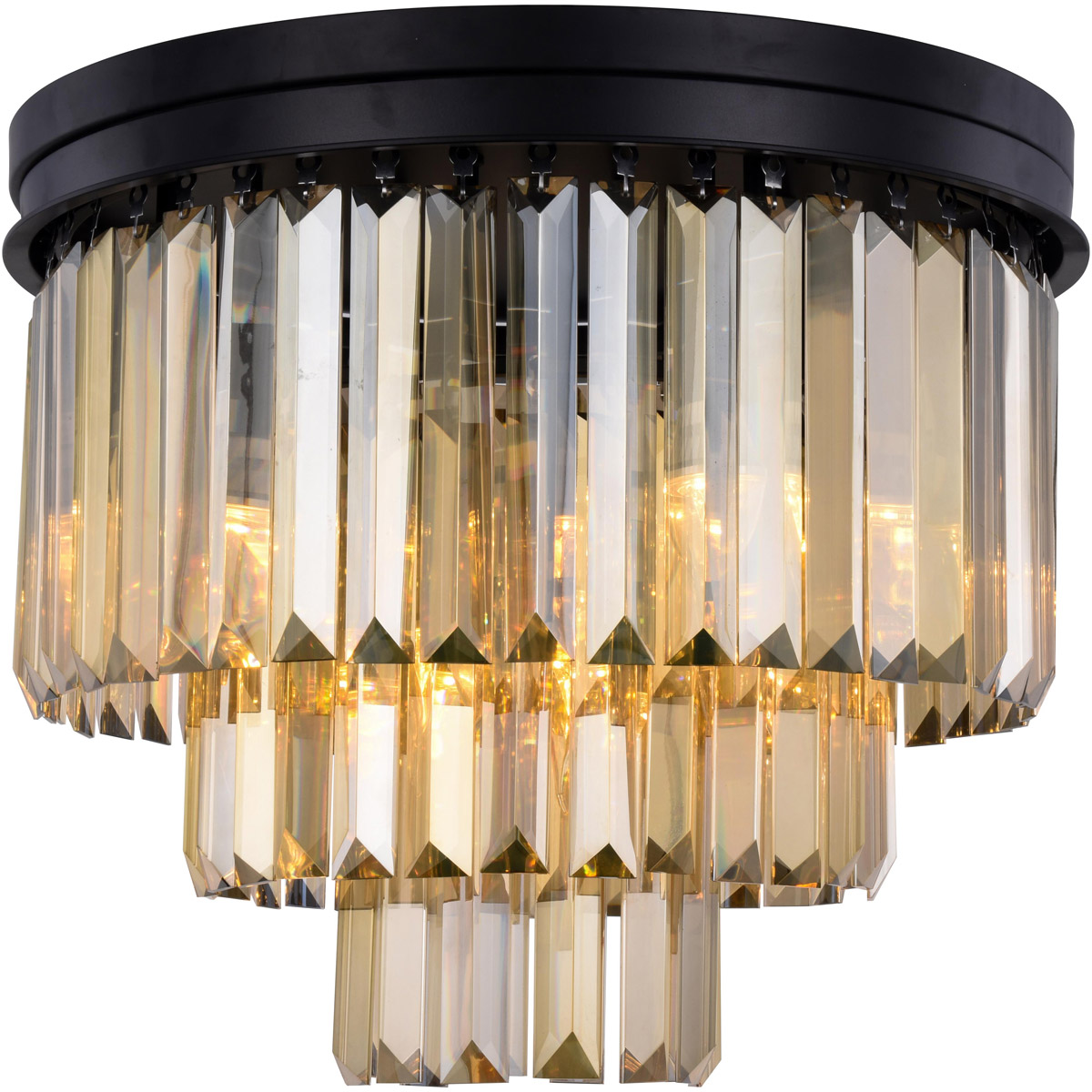 Elegant Lighting 1231F20MB-GT/RC Sydney 9 Light 20 inch Matte Black Flush Mount Ceiling Light in Golden Teak, Urban Classic