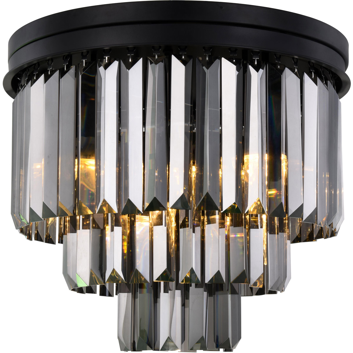 Elegant Lighting 1231F20MB-SS/RC Sydney 9 Light 20 inch Matte Black Flush Mount Ceiling Light in Silver Shade, Urban Classic