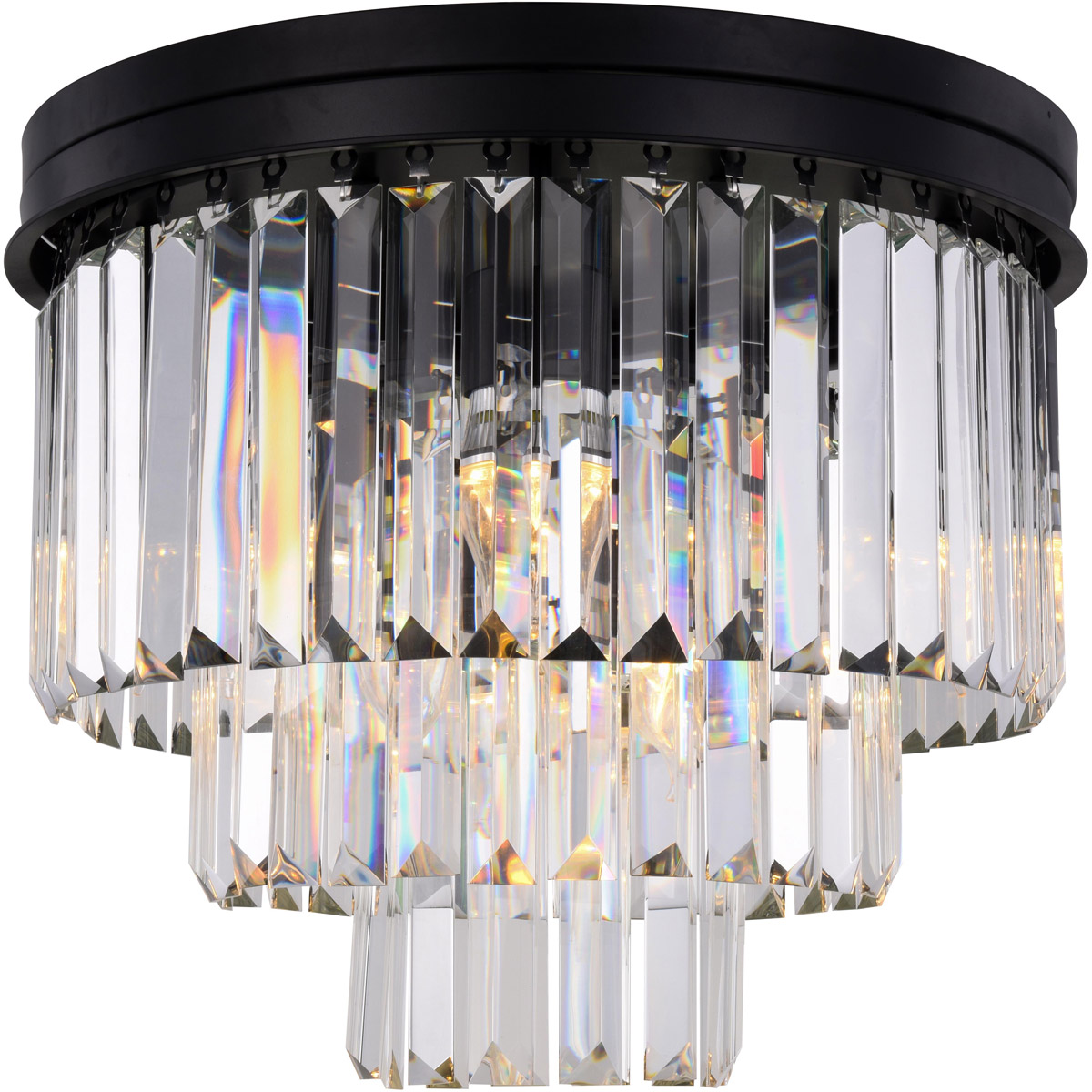 Elegant Lighting 1231F20MB/RC Sydney 9 Light 20 inch Matte Black Flush Mount Ceiling Light in Clear, Urban Classic