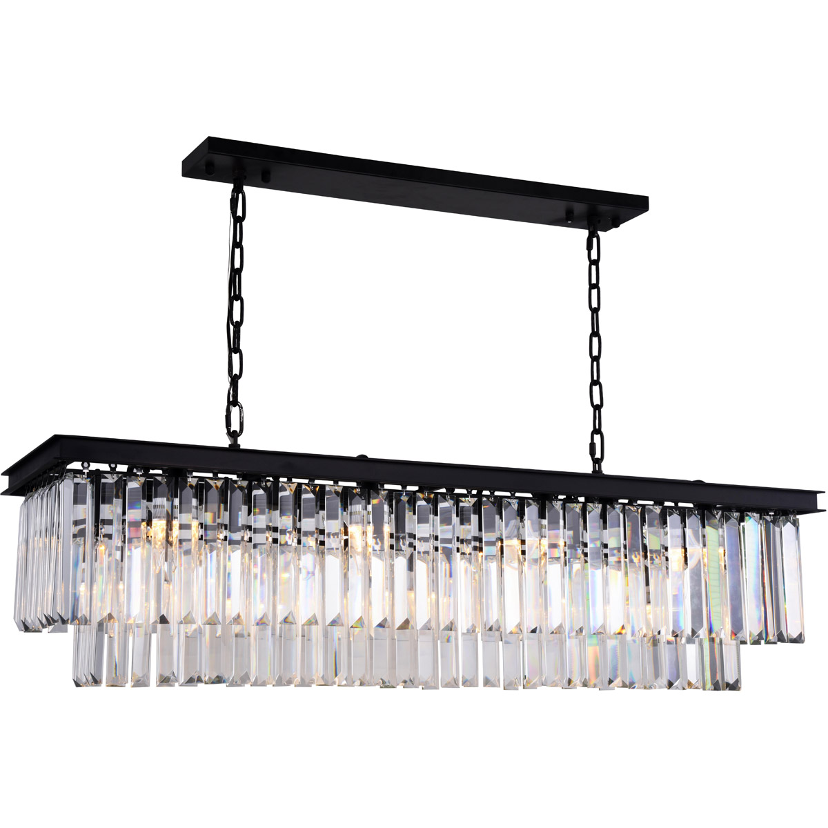 Elegant Lighting 1232D50MB/RC Sydney 12 Light 50 inch Matte Black Chandelier Ceiling Light in Clear, Urban Classic