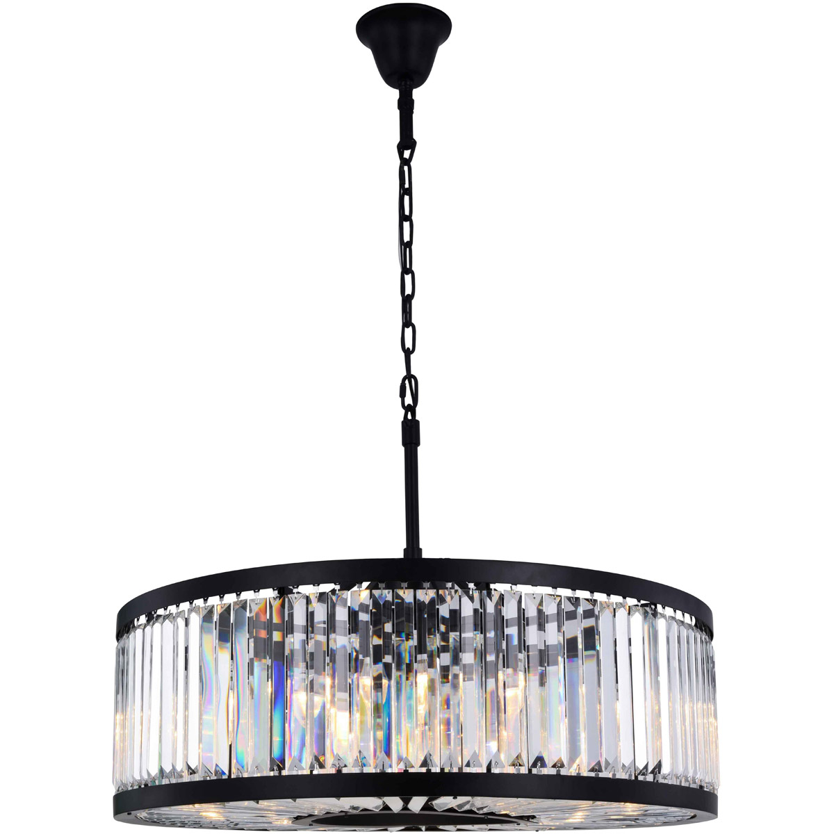 Elegant Lighting 1233D35MB/RC Chelsea 10 Light 35.5 inch Matte Black Chandelier Ceiling Light in Clear, Urban Classic