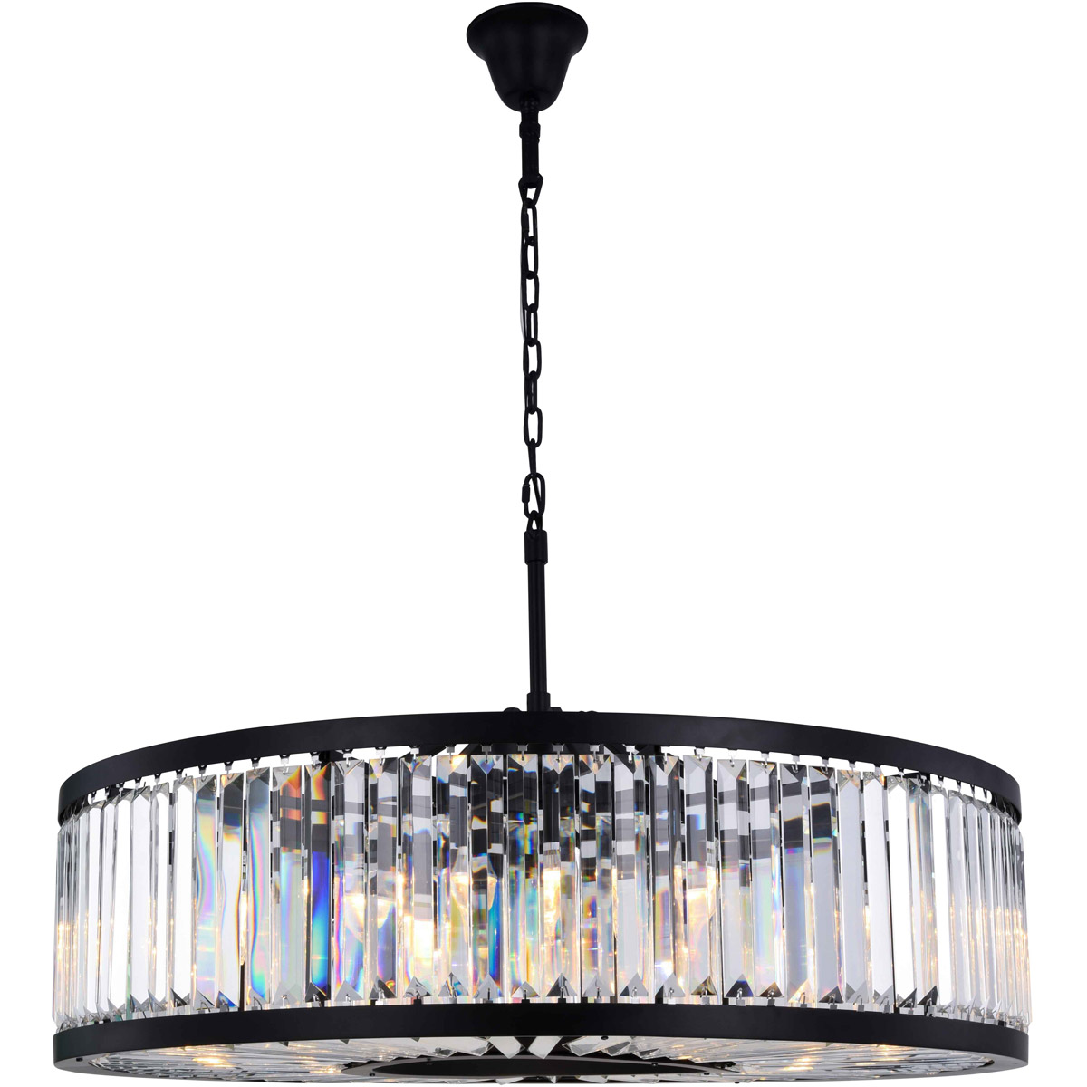 Elegant Lighting 1233G43MB/RC Chelsea 10 Light 43.5 inch Matte Black Chandelier Ceiling Light in Clear, Urban Classic