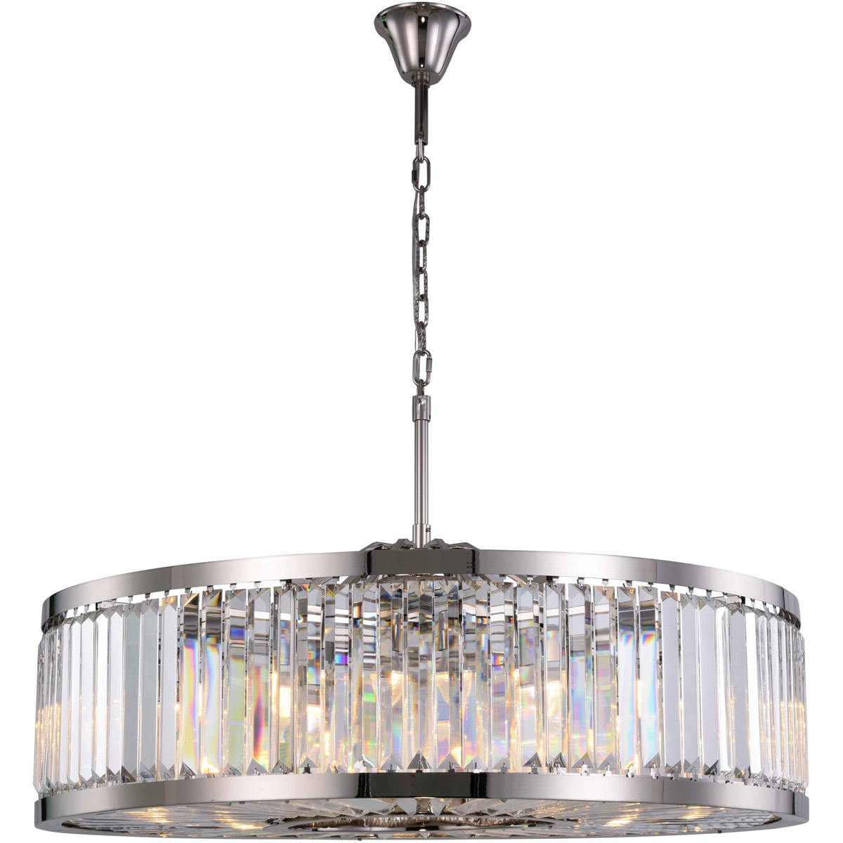 Elegant Lighting 1233G43PN/RC Chelsea 10 Light 43.5 inch Polished Nickel Chandelier Ceiling Light in Clear, Urban Classic