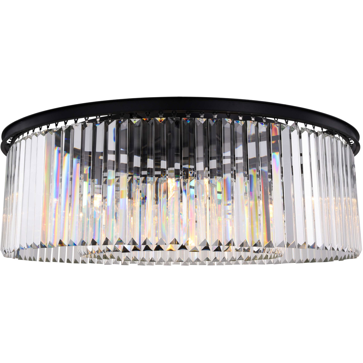 Elegant Lighting 1238F43MB/RC Sydney 10 Light 43.5 inch Matte Black Flush Mount Ceiling Light in Clear, Urban Classic