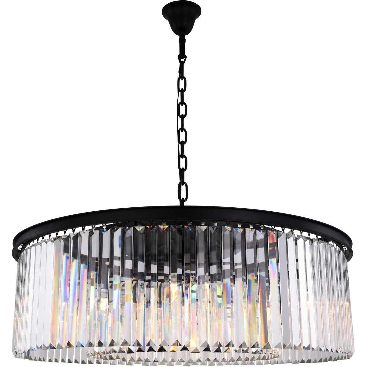 Elegant Lighting 1238G43MB/RC Sydney 10 Light 43.5 inch Matte Black Chandelier Ceiling Light in Clear, Urban Classic