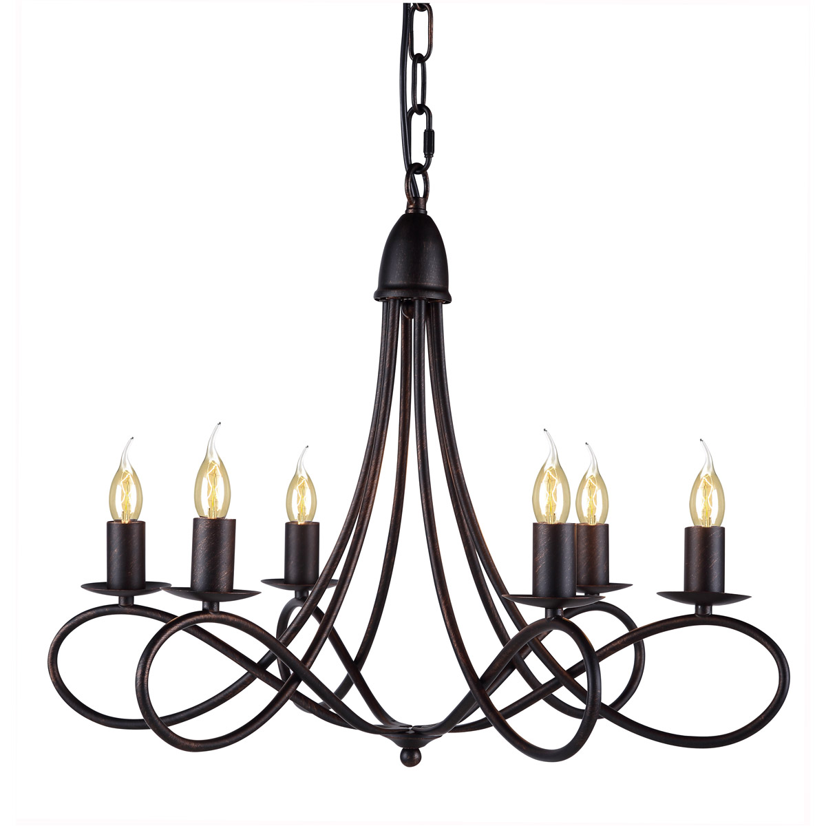 Details About Chandelier Dark Bronze Wrought Iron Cottage Country Farm Dining Room 6 Light 24